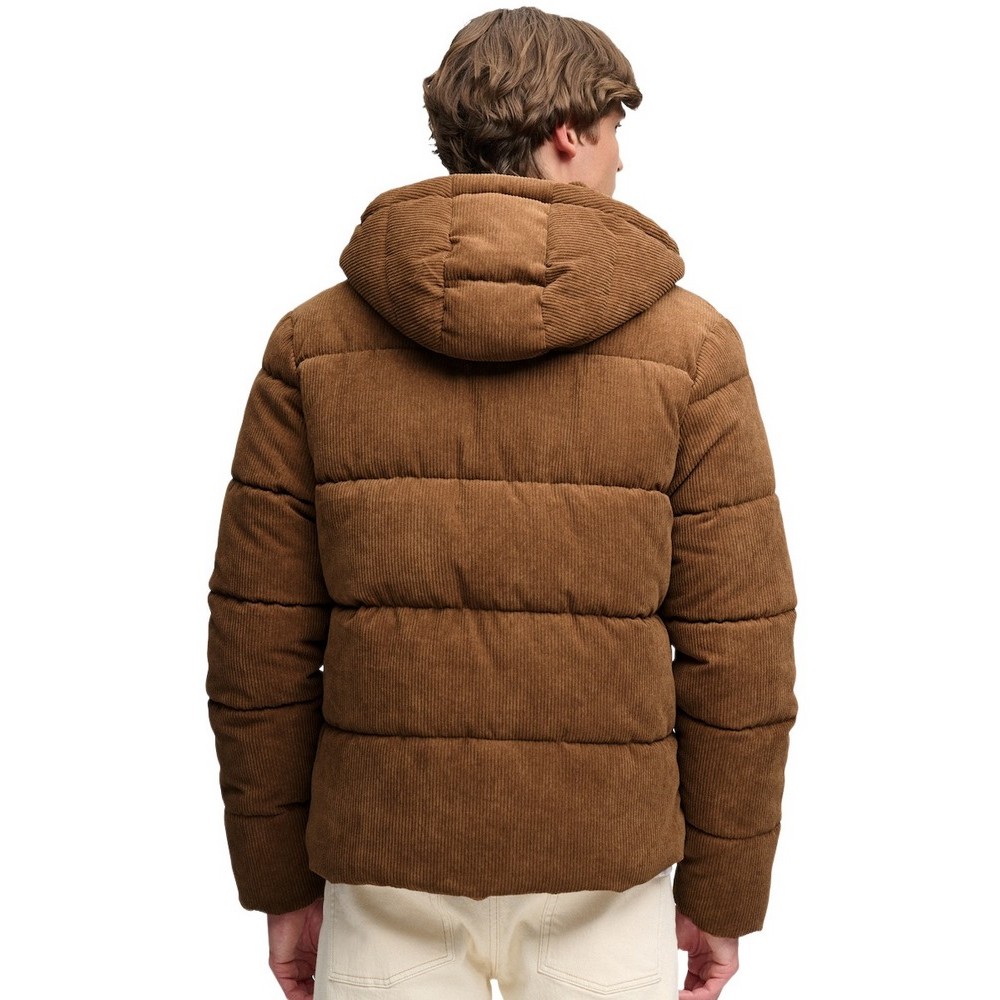 SUPERDRY PREMIUM HOOD CORD PUFFER JKT ΜΠΟΥΦΑΝ ΑΝΔΡΙΚΟ COGNAC