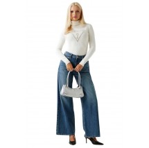 GUESS LS TN MELANIE TRIANGLE LOGO SW ΜΠΛΟΥΖΑ ΠΛΕΚΤΗ ΓΥΝΑΙΚΕΙΑ ECRU