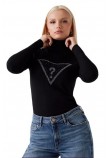 GUESS LS TN MELANIE TRIANGLE LOGO SW ΜΠΛΟΥΖΑ ΠΛΕΚΤΗ ΓΥΝΑΙΚΕΙΑ BLACK