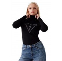 GUESS LS TN MELANIE TRIANGLE LOGO SW ΜΠΛΟΥΖΑ ΠΛΕΚΤΗ ΓΥΝΑΙΚΕΙΑ BLACK