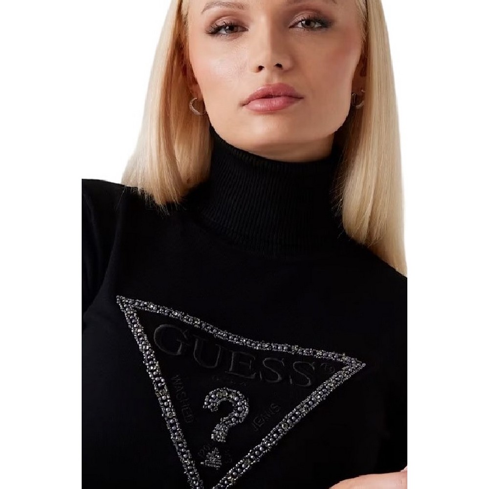 GUESS LS TN MELANIE TRIANGLE LOGO SW ΜΠΛΟΥΖΑ ΠΛΕΚΤΗ ΓΥΝΑΙΚΕΙΑ BLACK