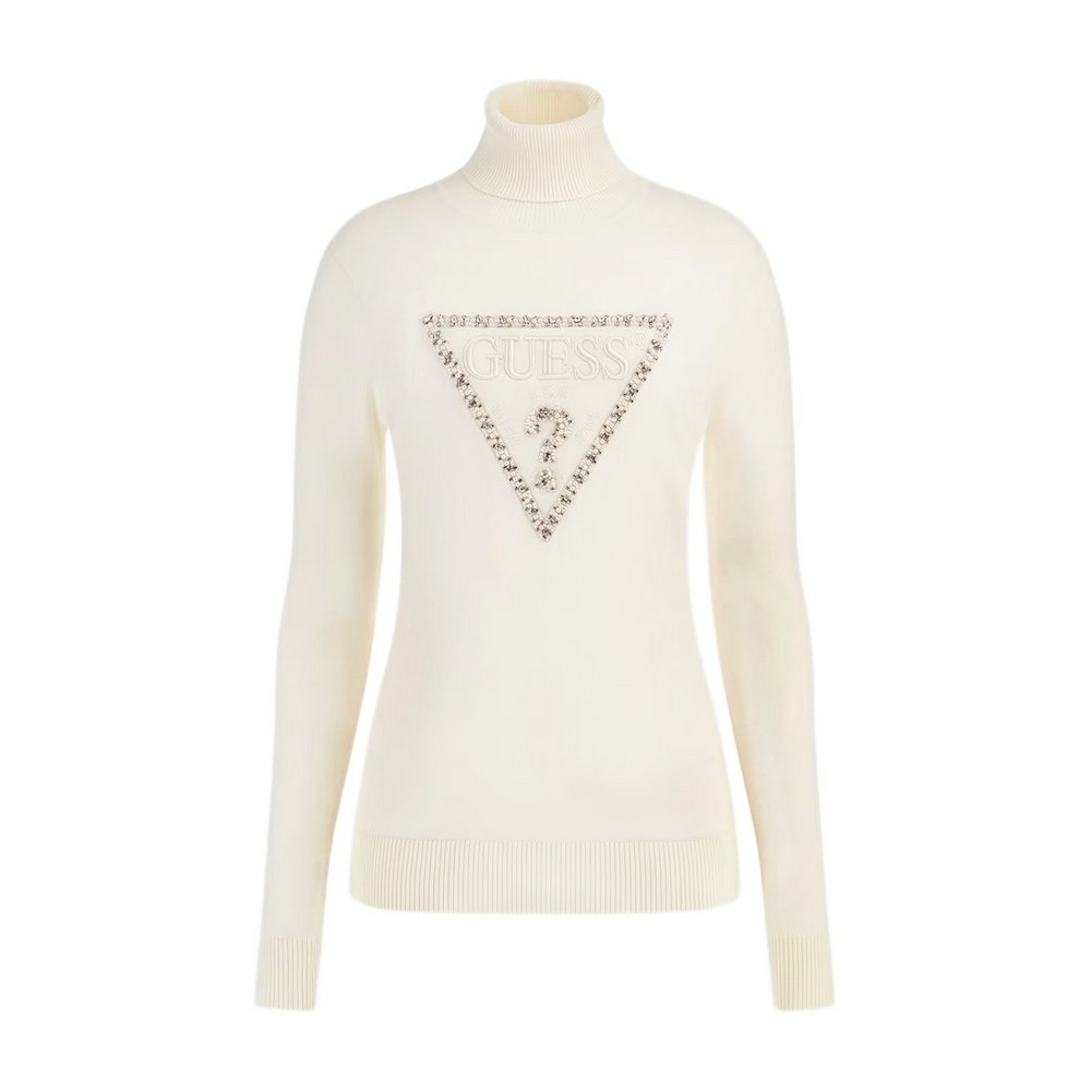 GUESS LS TN MELANIE TRIANGLE LOGO SW ΜΠΛΟΥΖΑ ΠΛΕΚΤΗ ΓΥΝΑΙΚΕΙΑ ECRU