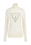 GUESS LS TN MELANIE TRIANGLE LOGO SW ΜΠΛΟΥΖΑ ΠΛΕΚΤΗ ΓΥΝΑΙΚΕΙΑ ECRU
