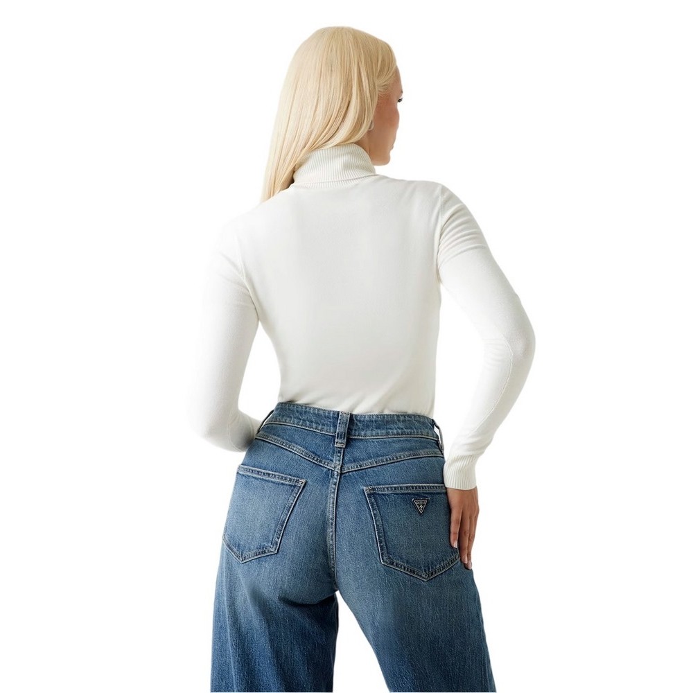 GUESS LS TN MELANIE TRIANGLE LOGO SW ΜΠΛΟΥΖΑ ΠΛΕΚΤΗ ΓΥΝΑΙΚΕΙΑ ECRU