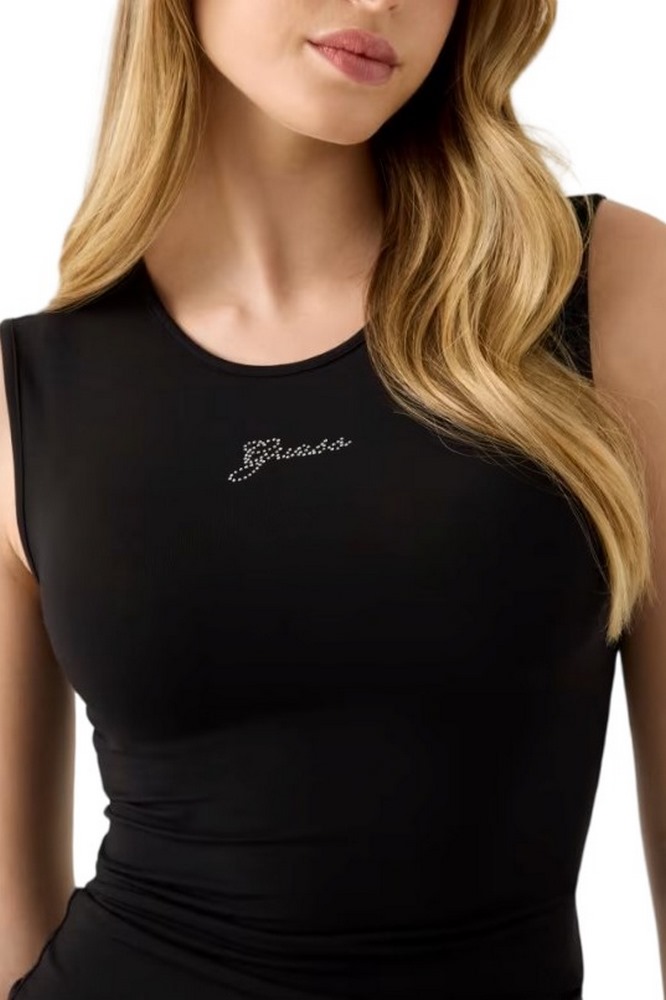 GUESS CN MINI LOGO ΤΟΠ ΜΠΛΟΥΖΑ ΓΥΝΑΙΚΕΙΑ BLACK