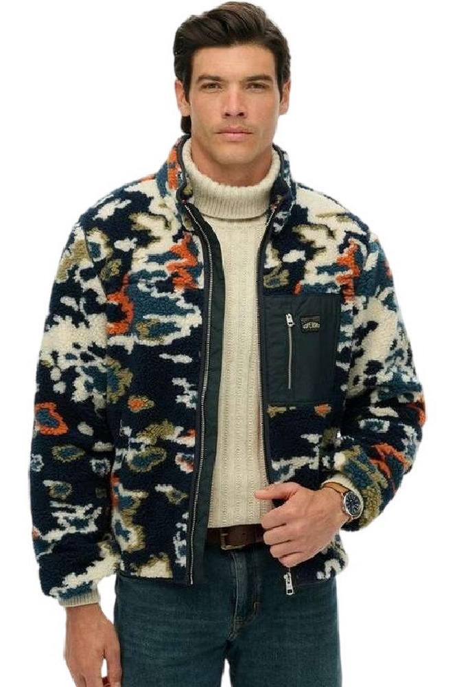 SUPERDRY D2 OVIN PRINTED FLEECE ZIP THRU ΜΠΟΥΦΑΝ ΑΝΔΡΙΚΟ MULTI
