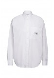 CALVIN KLEIN JEANS WOVEN LABEL RELAXED SHIRT ΠΟΥΚΑΜΙΣΟ ΓΥΝΑΙΚΕΙΟ BRIGHT WHITE