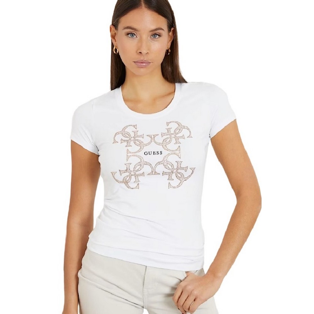 GUESS LOGO T-SHIRT ΜΠΛΟΥΖΑ  ΓΥΝΑΙΚΕΙΑ WHITE