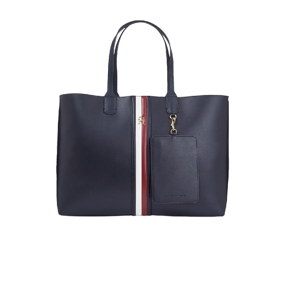 TOMMY HILFIGER ICONIC TOMMY TOTE PUFFY ΤΣΑΝΤΑ ΓΥΝΑΙΚΕΙΑ NAVY