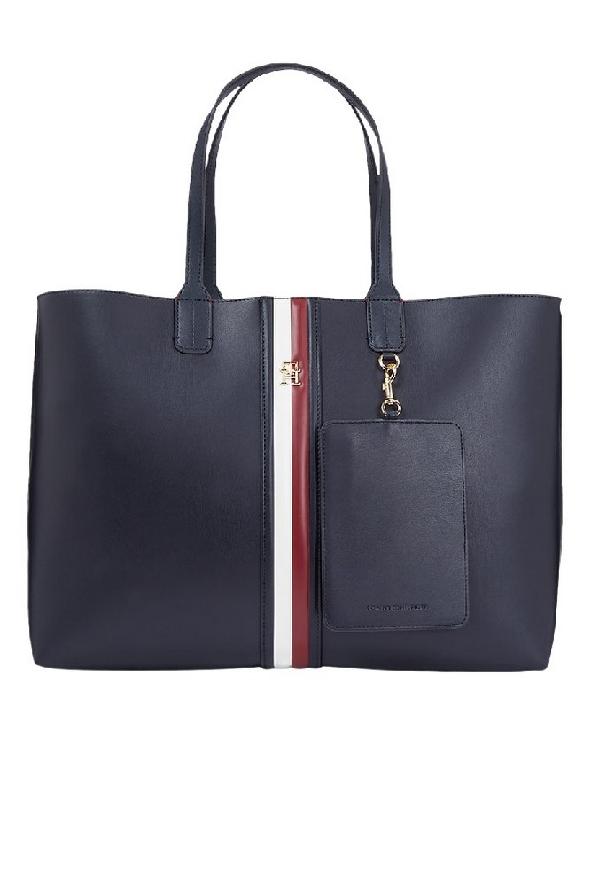 TOMMY HILFIGER ICONIC TOMMY TOTE PUFFY ΤΣΑΝΤΑ ΓΥΝΑΙΚΕΙΑ NAVY