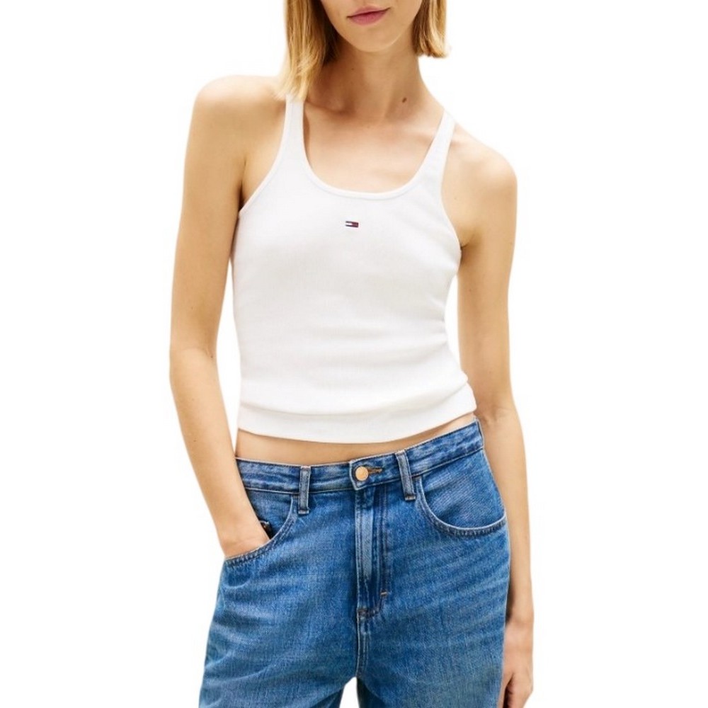 TOMMY JEANS SLIM RACER BACK RIB TANK ΤΟΠ ΓΥΝΑΙΚΕΙΟ ECRU