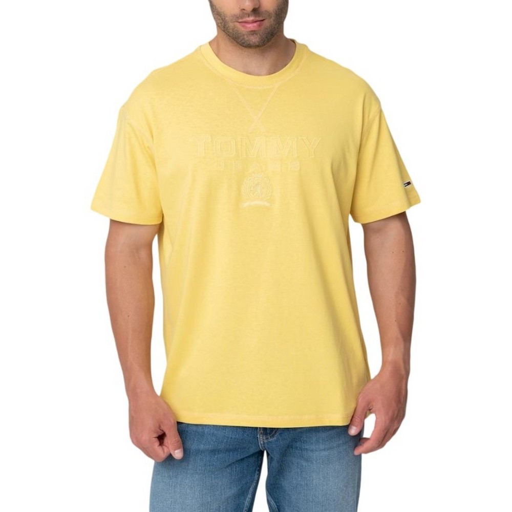 TOMMY JEANS RLX TONAL CREST TEE T-SHIRT ΜΠΛΟΥΖΑ ΑΝΔΡΙΚΗ YELLOW