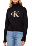 CALVIN KLEIN JEANS CHENILLE MONOLOGO SWEATER ΜΠΛΟΥΖΑ ΠΛΕΚΤΗ ΓΥΝΑΙΚΕΙΑ BLACK
