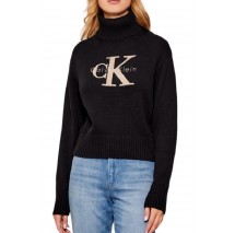 CALVIN KLEIN JEANS CHENILLE MONOLOGO SWEATER ΜΠΛΟΥΖΑ ΠΛΕΚΤΗ ΓΥΝΑΙΚΕΙΑ BLACK