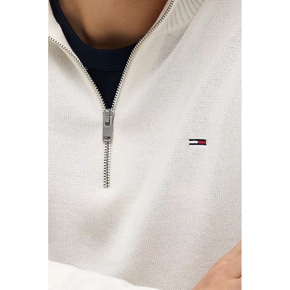 TOMMY JEANS SLM ESS LIGHT ΒΌ ZIP SWTR EXT ΜΠΛΟΥΖΑ ΠΛΕΚΤΗ ΑΝΔΡΙΚΗ OFF WHITE