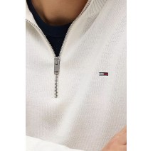 TOMMY JEANS SLM ESS LIGHT ΒΌ ZIP SWTR EXT ΜΠΛΟΥΖΑ ΠΛΕΚΤΗ ΑΝΔΡΙΚΗ OFF WHITE