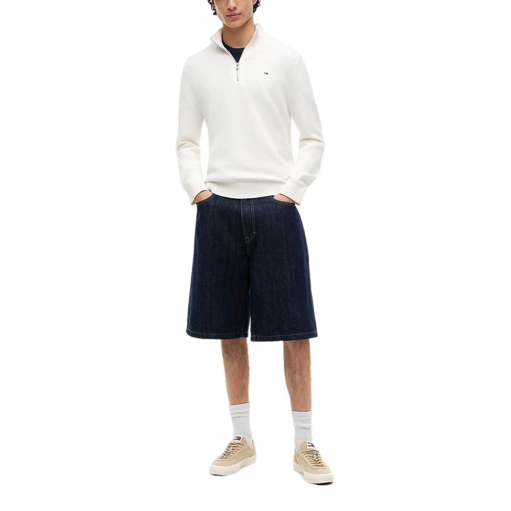 TOMMY JEANS SLM ESS LIGHT ΒΌ ZIP SWTR EXT ΜΠΛΟΥΖΑ ΠΛΕΚΤΗ ΑΝΔΡΙΚΗ OFF WHITE