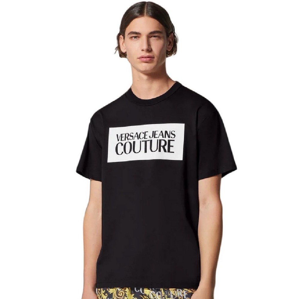 VERSACE JEANS COUTURE R LOGO SQUARE  T-SHIRT ΑΝΔΡΙΚΟ BLACK