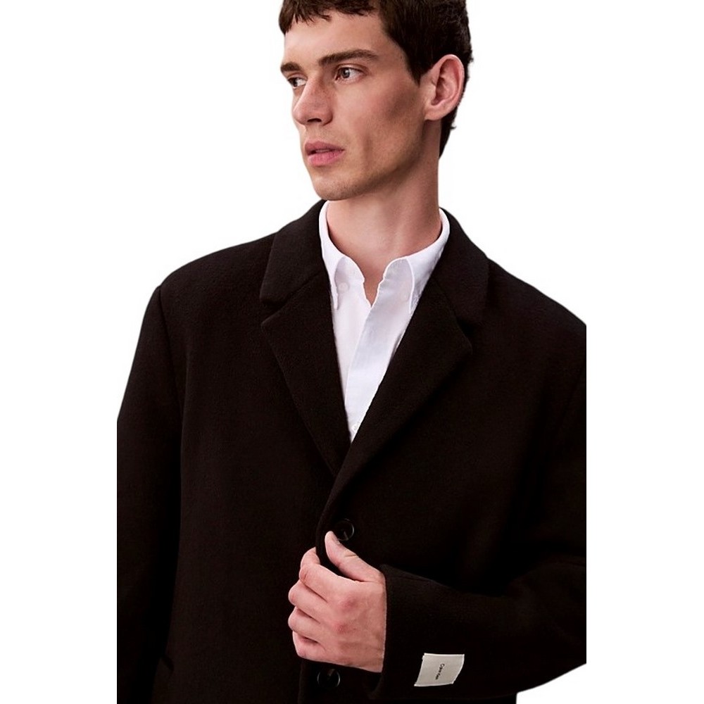 CALVIN KLEIN WOOL BLEND OVERCOAT ΠΑΛΤΟ ΑΝΔΡΙΚΟ BLACK