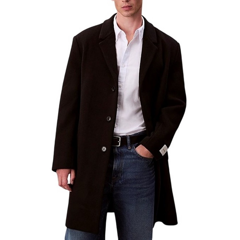 CALVIN KLEIN WOOL BLEND OVERCOAT ΠΑΛΤΟ ΑΝΔΡΙΚΟ BLACK