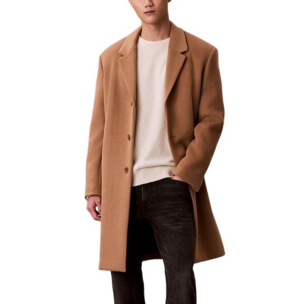 CALVIN KLEIN WOOL BLEND OVERCOAT ΠΑΛΤΟ ΑΝΔΡΙΚΟ BEIGE