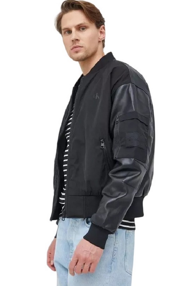 CALVIN KLEIN JEANS FAUX LEATHER BOMBER JACKET ΜΠΟΥΦΑΝ ΑΝΔΡΙΚΟ BLACK