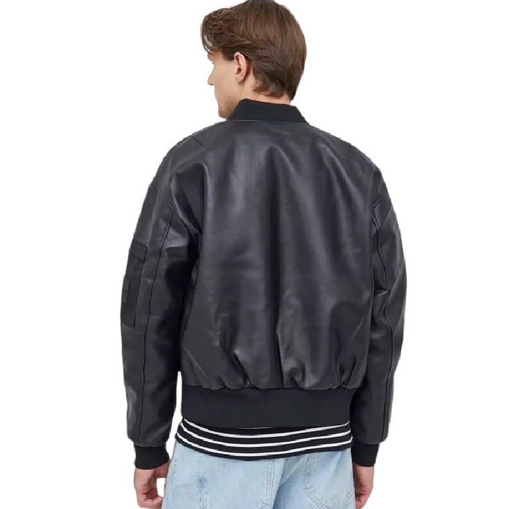 CALVIN KLEIN JEANS FAUX LEATHER BOMBER JACKET ΜΠΟΥΦΑΝ ΑΝΔΡΙΚΟ BLACK