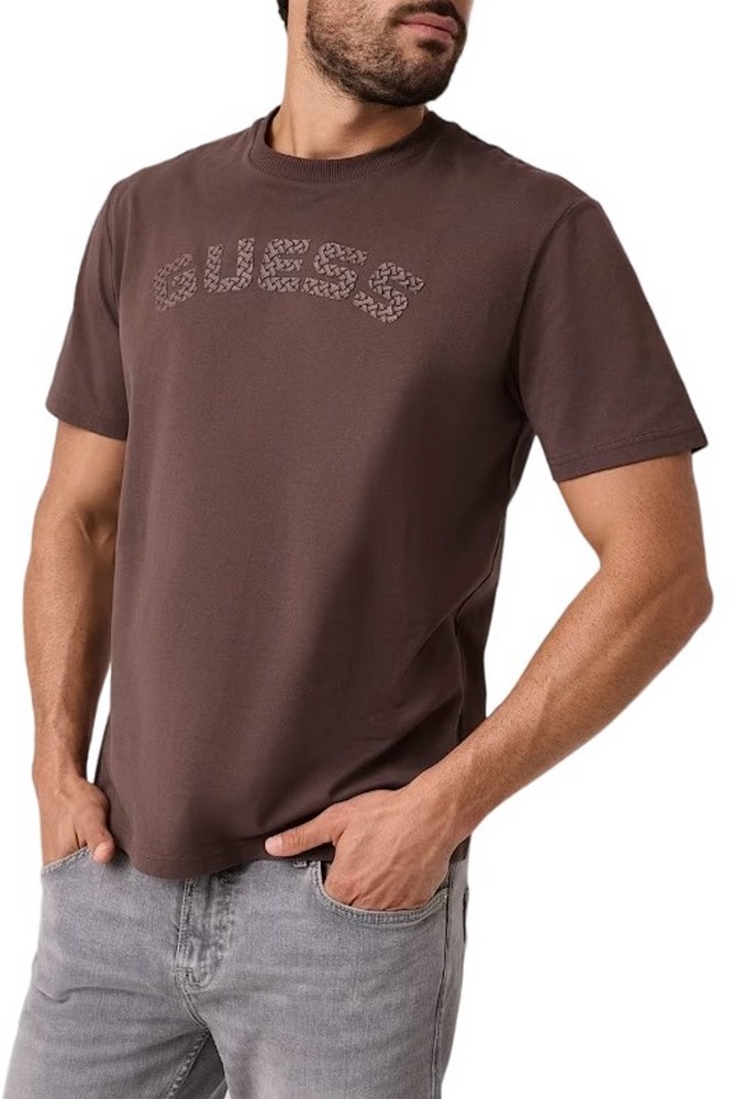 GUESS ANTON CN T-SHIRT ΜΠΛΟΥΖΑ ΑΝΔΡΙΚΗ BROWN