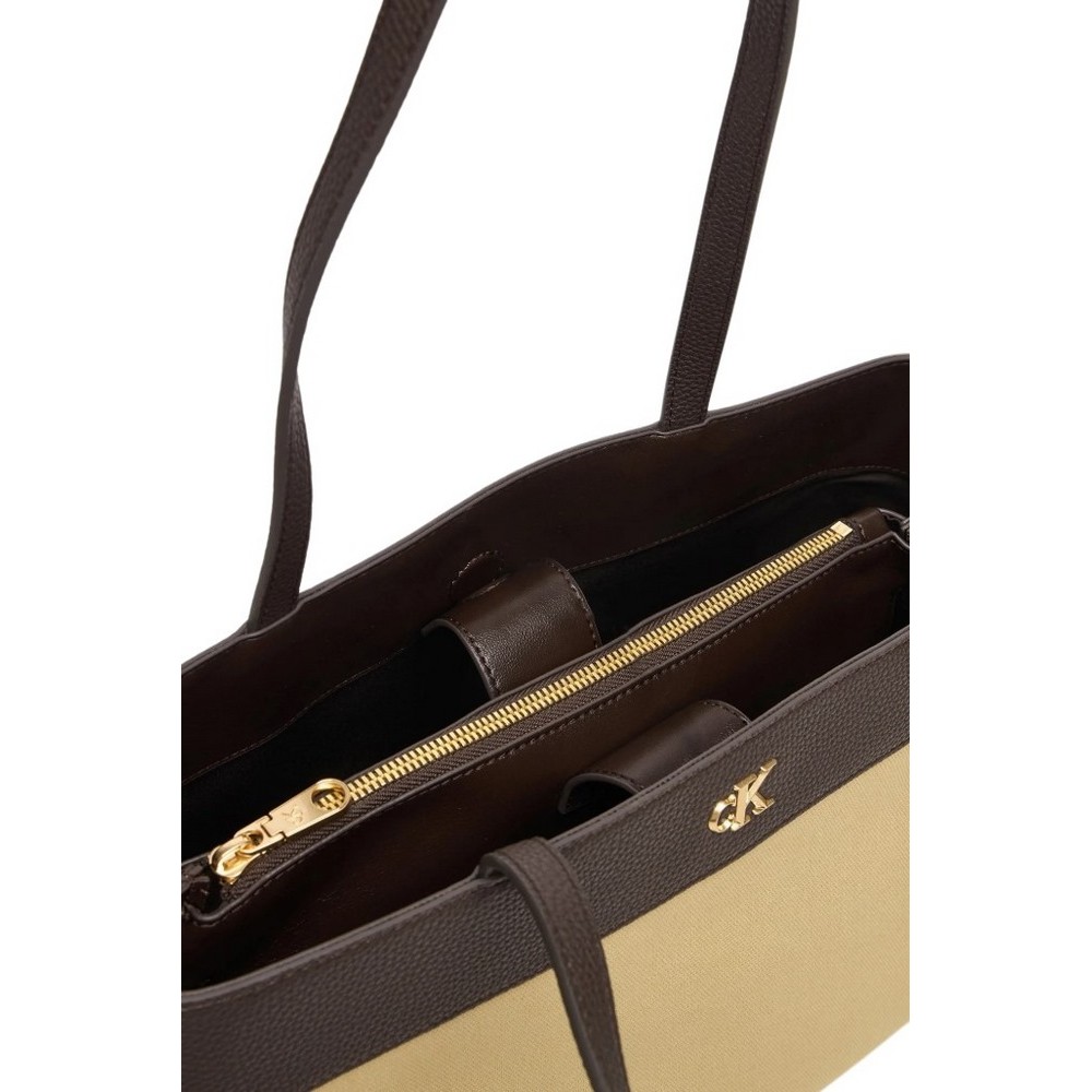 CALVIN KLEIN CANVAS MEDIUM TOTE ΤΣΑΝΤΑ ΓΥΝΑΙΚΕΙΑ KHAKI