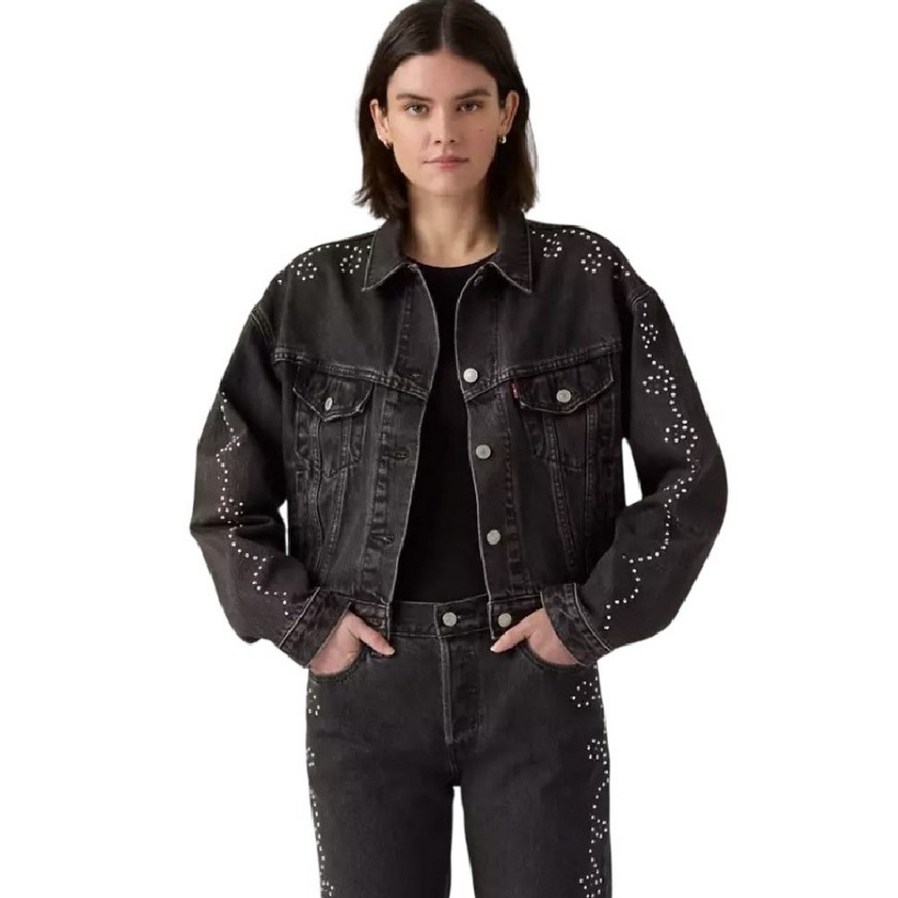 LEVIS® SHRUNKEN 9Os NO PLEAT JACKET DENIM ΜΠΟΥΦΑΝ ΓΥΝΑΙΚΕΙΟ BLACK DENIM