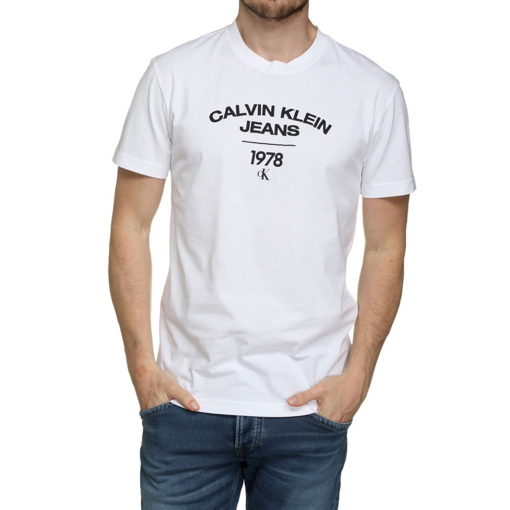 CALVIN KLEIN JEANS VARSITY CURVE LOGO T-SHIRT ΑΝΔΡΙΚΟ WHITE