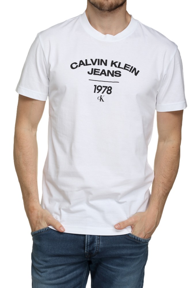 CALVIN KLEIN VARSITY CURVE LOGO T-SHIRT ΑΝΔΡΙΚΟ WHITE