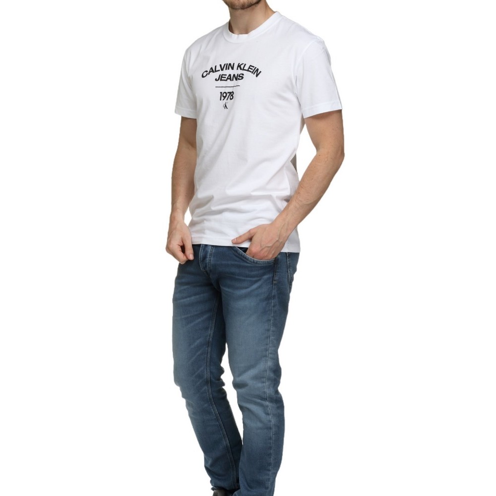 CALVIN KLEIN VARSITY CURVE LOGO T-SHIRT ΑΝΔΡΙΚΟ WHITE