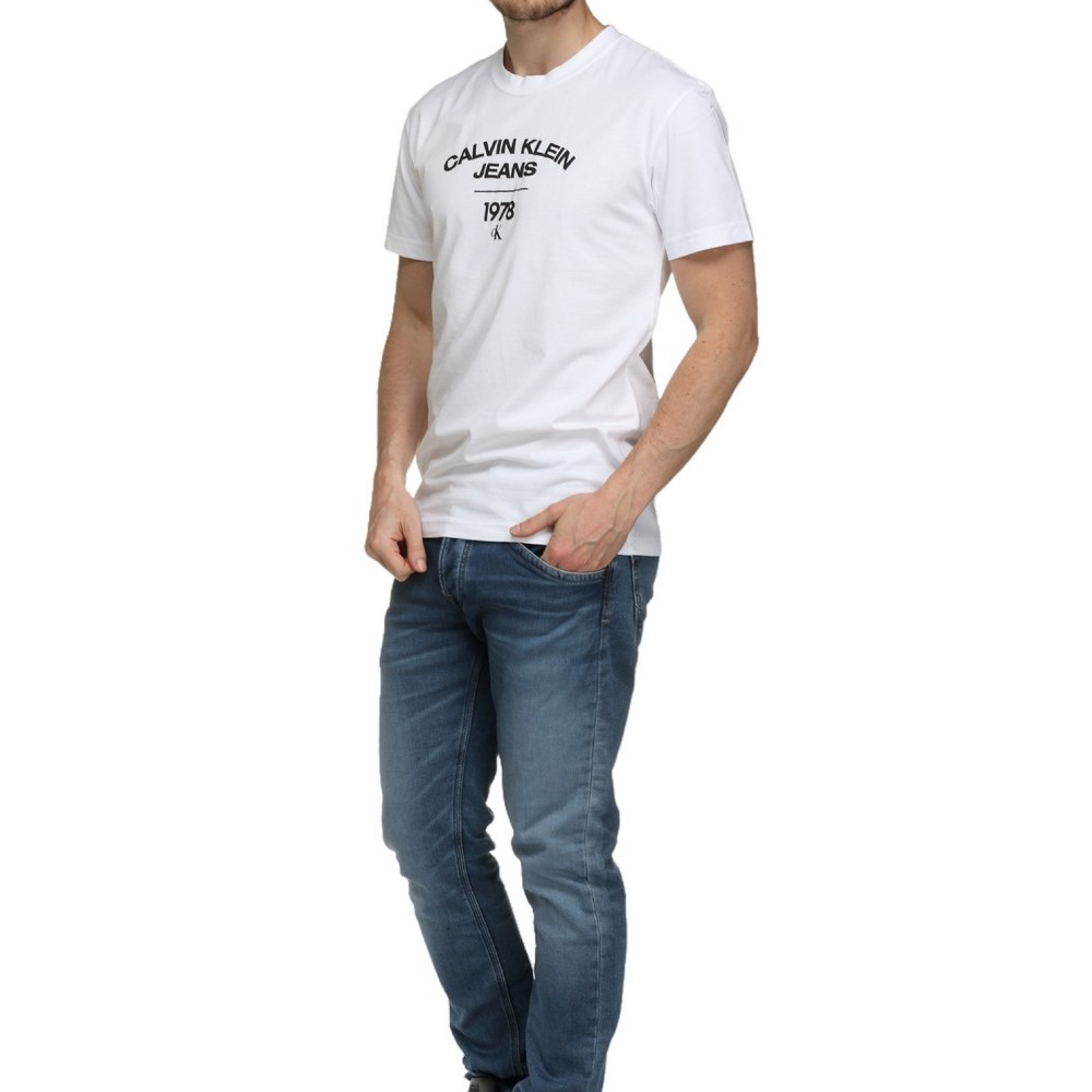 CALVIN KLEIN JEANS VARSITY CURVE LOGO T-SHIRT ΑΝΔΡΙΚΟ WHITE