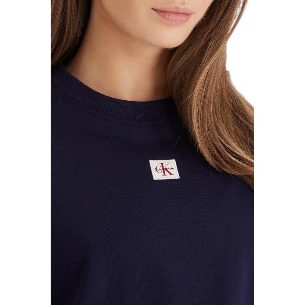 CALVIN KLEIN JEANS WOVEN LABEL OVERSIZED T-SHIRT ΜΠΛΟΥΖΑ ΓΥΝΑΙΚΕΙΑ DARK BLUE