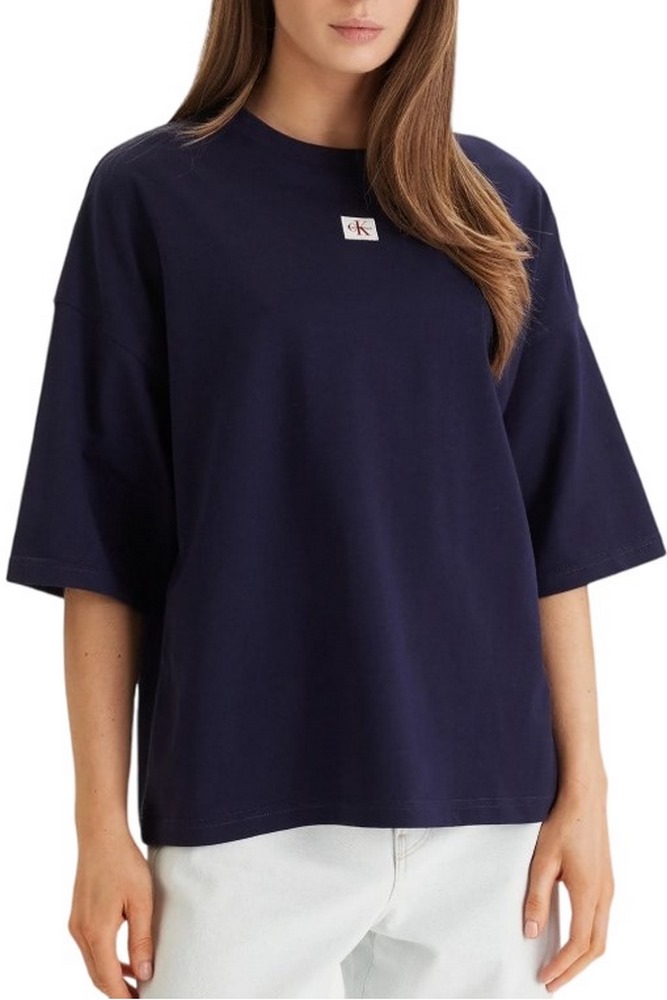 CALVIN KLEIN JEANS WOVEN LABEL OVERSIZED T-SHIRT ΜΠΛΟΥΖΑ ΓΥΝΑΙΚΕΙΑ DARK BLUE