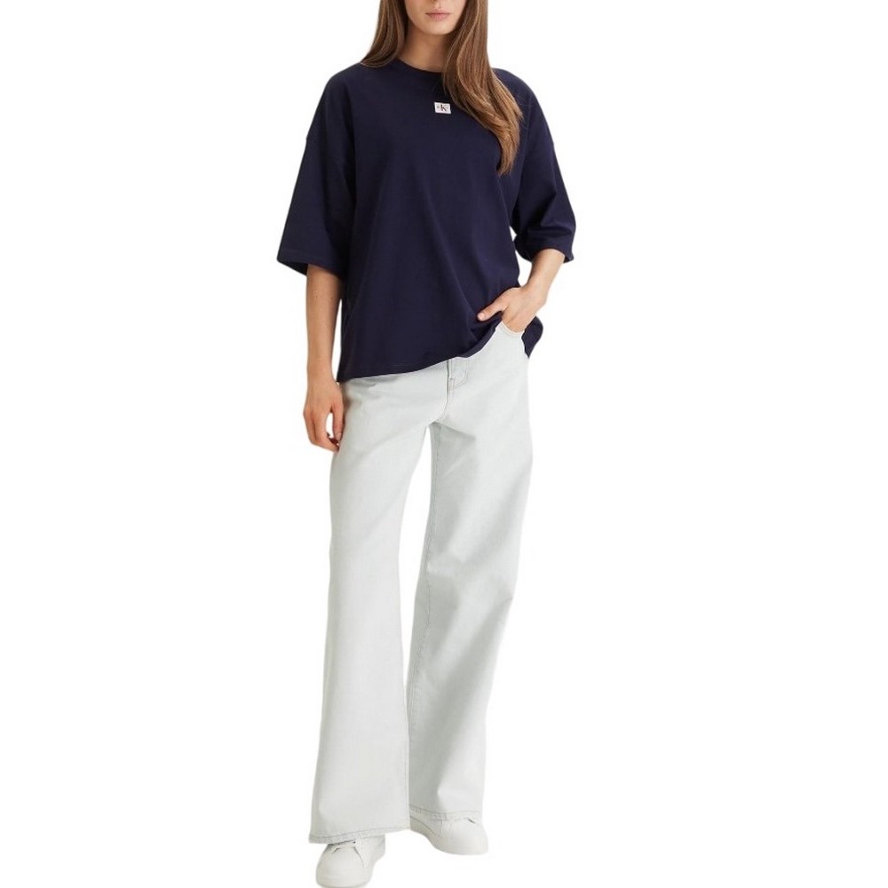 CALVIN KLEIN JEANS WOVEN LABEL OVERSIZED T-SHIRT ΜΠΛΟΥΖΑ ΓΥΝΑΙΚΕΙΑ DARK BLUE