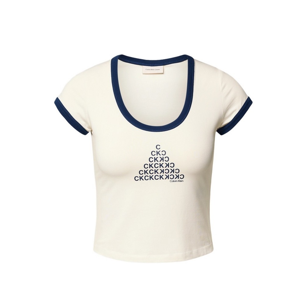 CALVIN KLEIN JEANS PM C GRPHC SCP NK T-SHIRT ΜΠΛΟΥΖΑ ΓΥΝΑΙΚΕΙΑ OFF WHITE