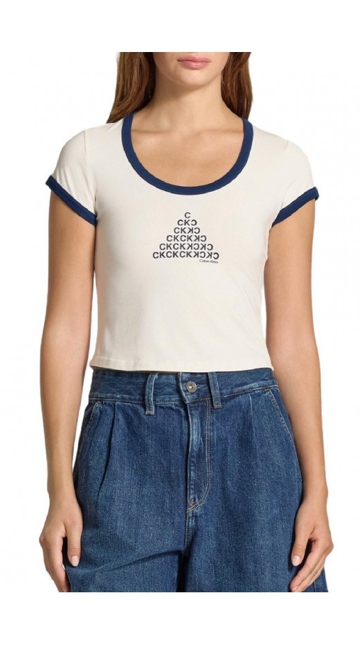 CALVIN KLEIN JEANS PM C GRPHC SCP NK T-SHIRT ΜΠΛΟΥΖΑ ΓΥΝΑΙΚΕΙΑ OFF WHITE