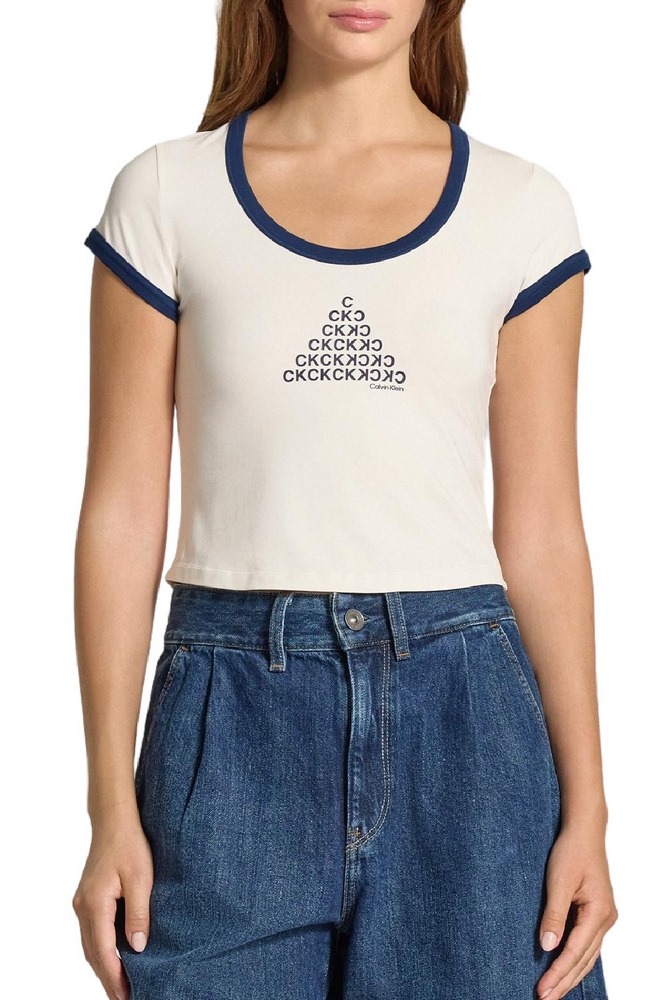 CALVIN KLEIN JEANS PM C GRPHC SCP NK T-SHIRT ΜΠΛΟΥΖΑ ΓΥΝΑΙΚΕΙΑ OFF WHITE
