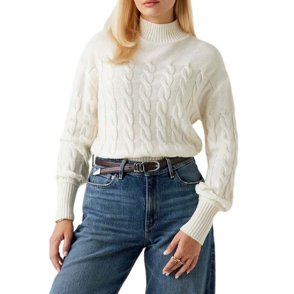 GUESS ELSA SWTR ΜΠΛΟΥΖΑ ΠΛΕΚΤΗ ΓΥΝΑΙΚΕΙΑ OFF WHITE