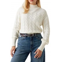 GUESS ELSA SWTR ΜΠΛΟΥΖΑ ΠΛΕΚΤΗ ΓΥΝΑΙΚΕΙΑ OFF WHITE