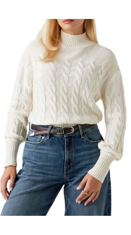 GUESS ELSA SWTR ΜΠΛΟΥΖΑ ΠΛΕΚΤΗ ΓΥΝΑΙΚΕΙΑ OFF WHITE