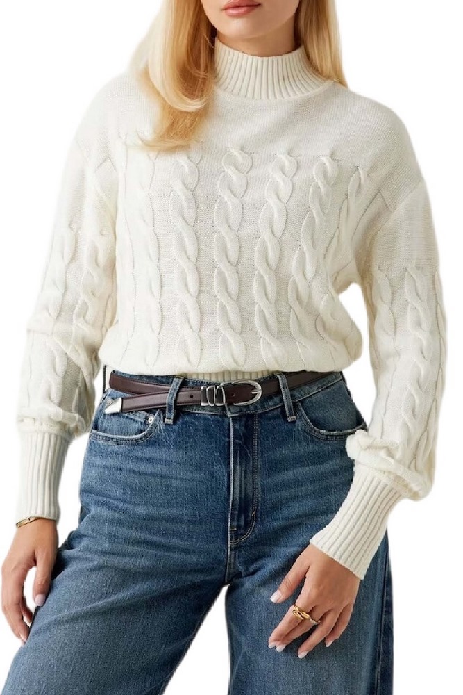 GUESS ELSA SWTR ΜΠΛΟΥΖΑ ΠΛΕΚΤΗ ΓΥΝΑΙΚΕΙΑ OFF WHITE