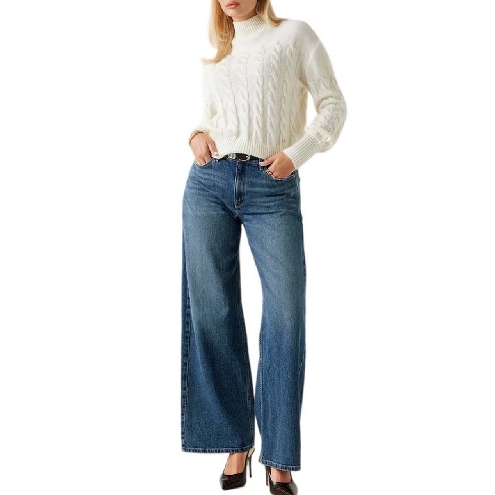 GUESS ELSA SWTR ΜΠΛΟΥΖΑ ΠΛΕΚΤΗ ΓΥΝΑΙΚΕΙΑ OFF WHITE