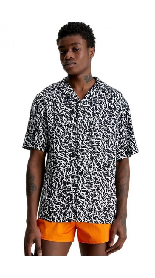 CALVIN KLEIN JEANS RESORT SHIRT-PRINT ΠΟΥΚΑΜΙΣΟ ΑΝΔΡΙΚΟ BLACK/WHITE