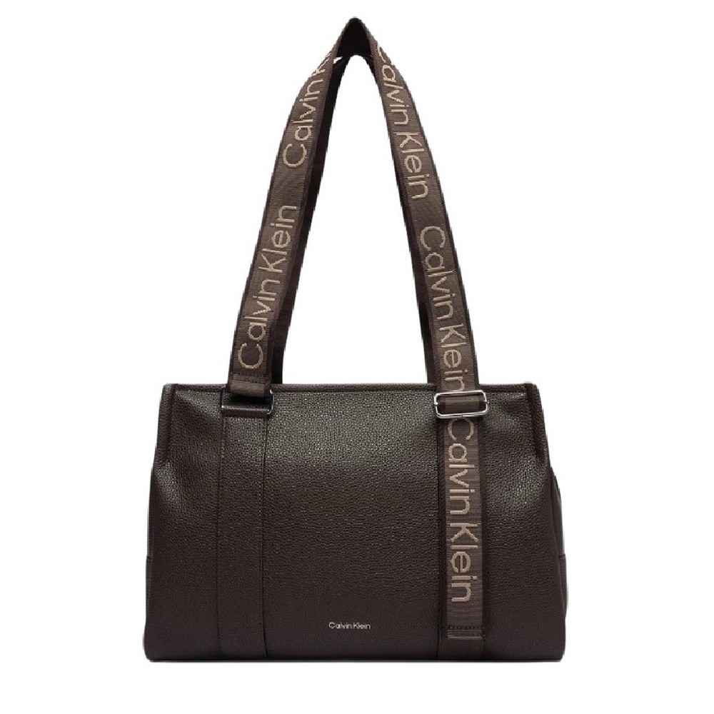 CALVIN KLEIN WEBBING ADJ STRAP TOTE ΤΣΑΝΤΑ ΓΥΝΑΙΚΕΙΑ BROWN
