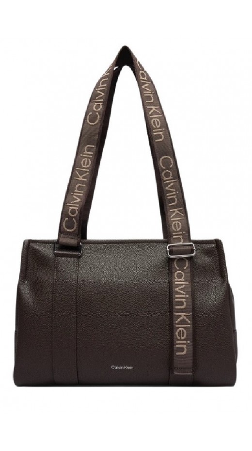 CALVIN KLEIN WEBBING ADJ STRAP TOTE ΤΣΑΝΤΑ ΓΥΝΑΙΚΕΙΑ BROWN