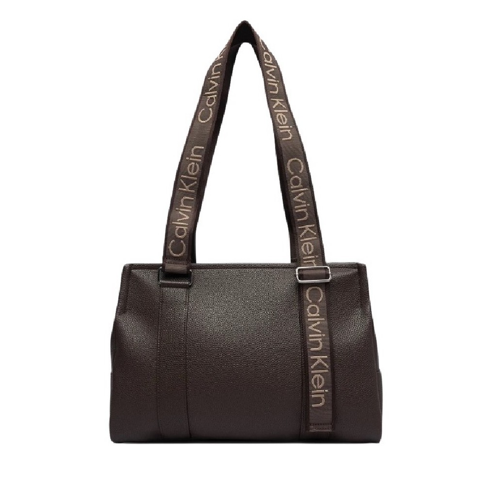 CALVIN KLEIN WEBBING ADJ STRAP TOTE ΤΣΑΝΤΑ ΓΥΝΑΙΚΕΙΑ BROWN