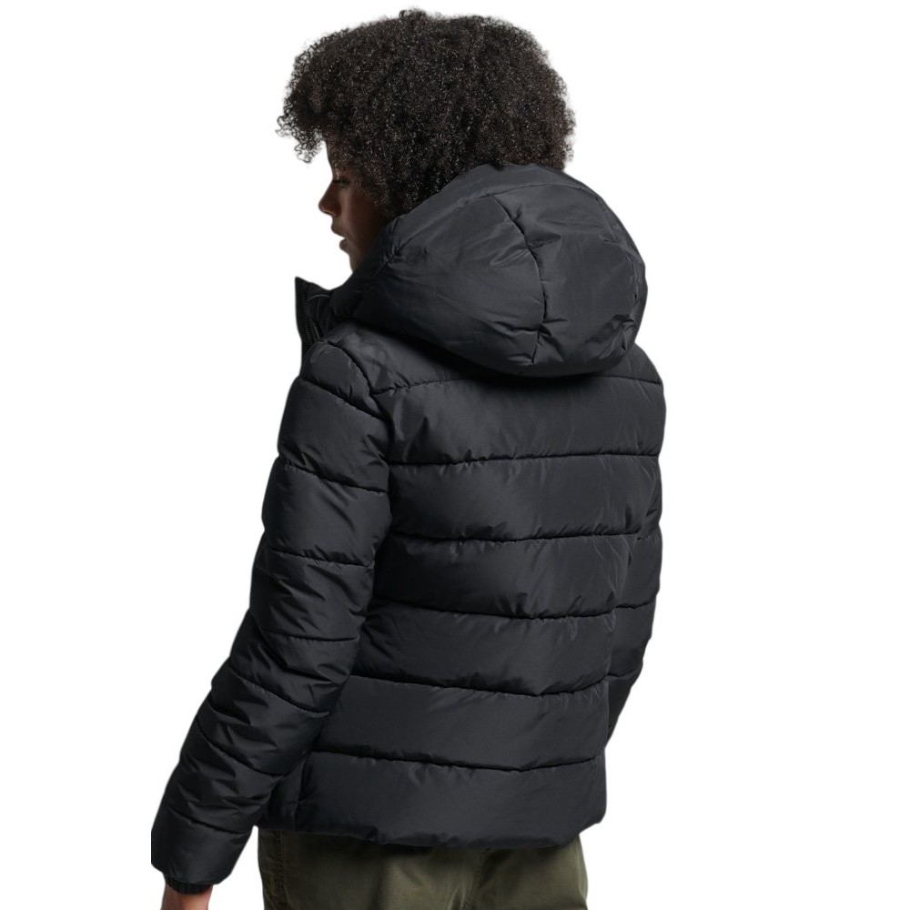 SUPERDRY ΜΠΟΥΦΑΝ HOODED SPIRIT SPORTS PUFFER ΓΥΝΑΙΚΕΙΟ BLACK